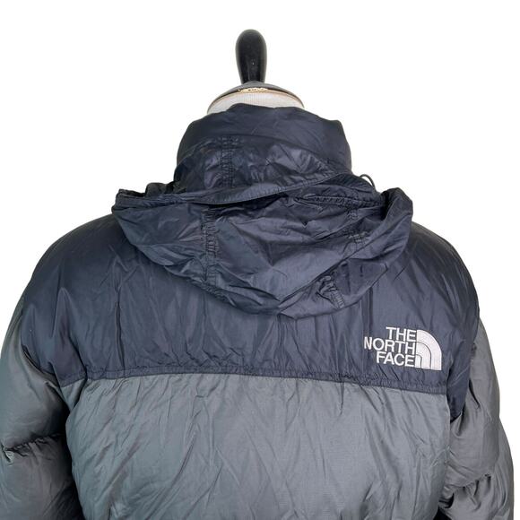 North Face VTG 00s 700 Goose Down Nuptse Puffer Jacket Coat FLAW Black Gray XL - Picture 4 of 10